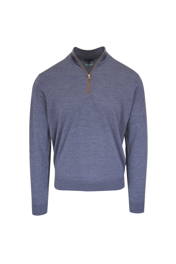 Peter Millar Crown Crafted Blue Quarter Zip Pullover - view 1