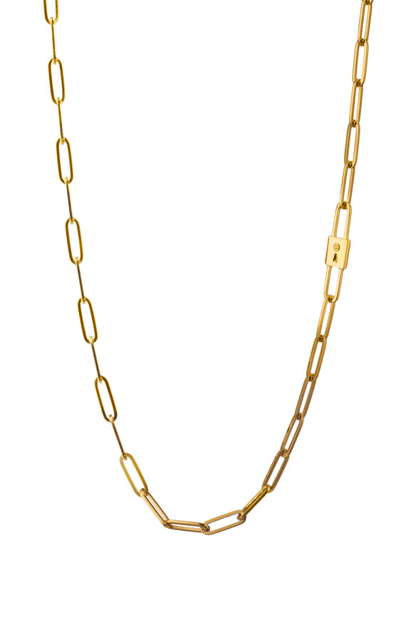 Monica Rich Kosann - 18K Yellow Gold Lock Charm Link Necklace