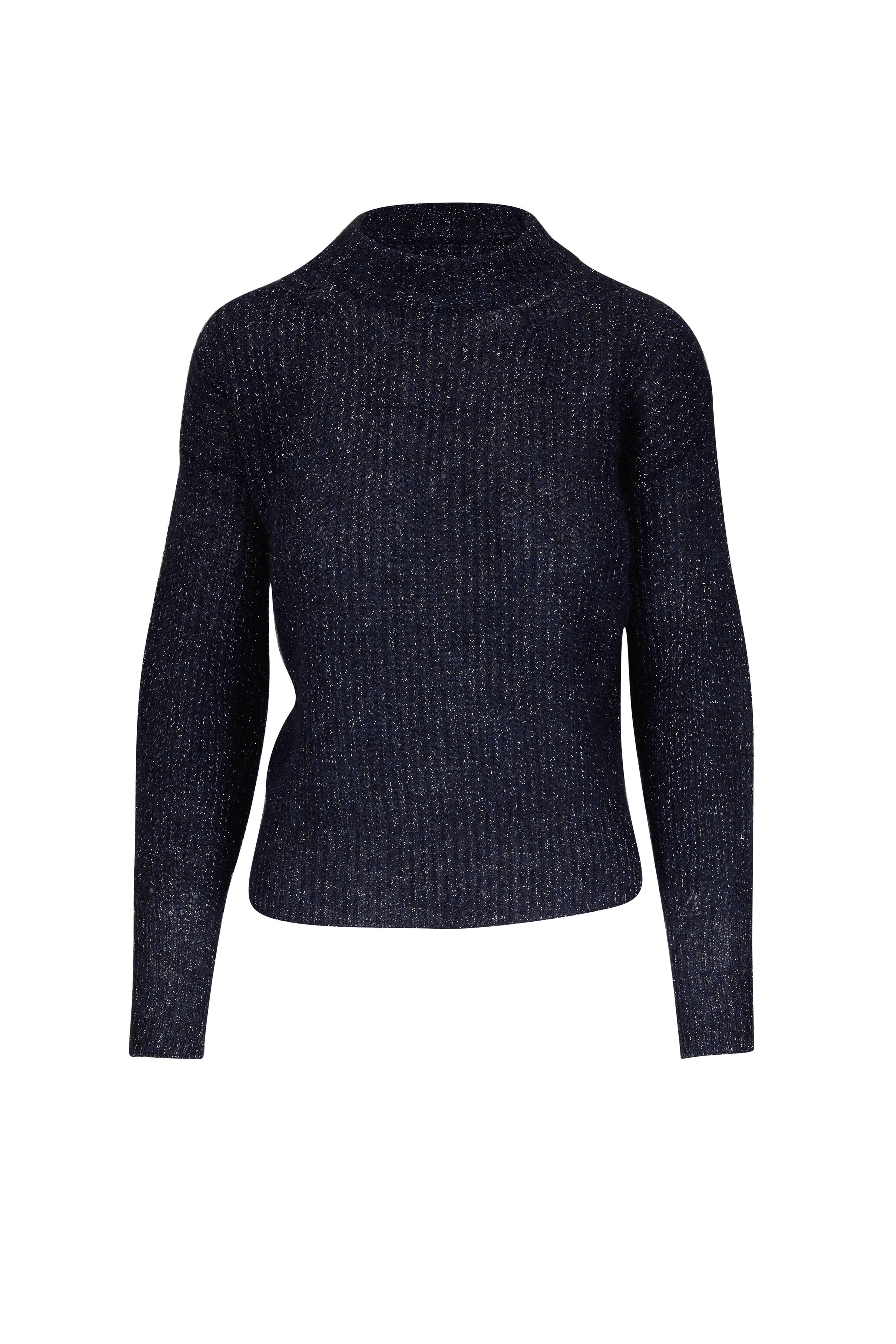 D.Exterior - Navy Lurex Crewneck Sweater
