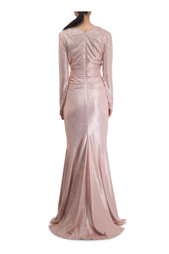 Talbot Runhof Blush Draped Mirrorball Stretch Evening Gown - view 3