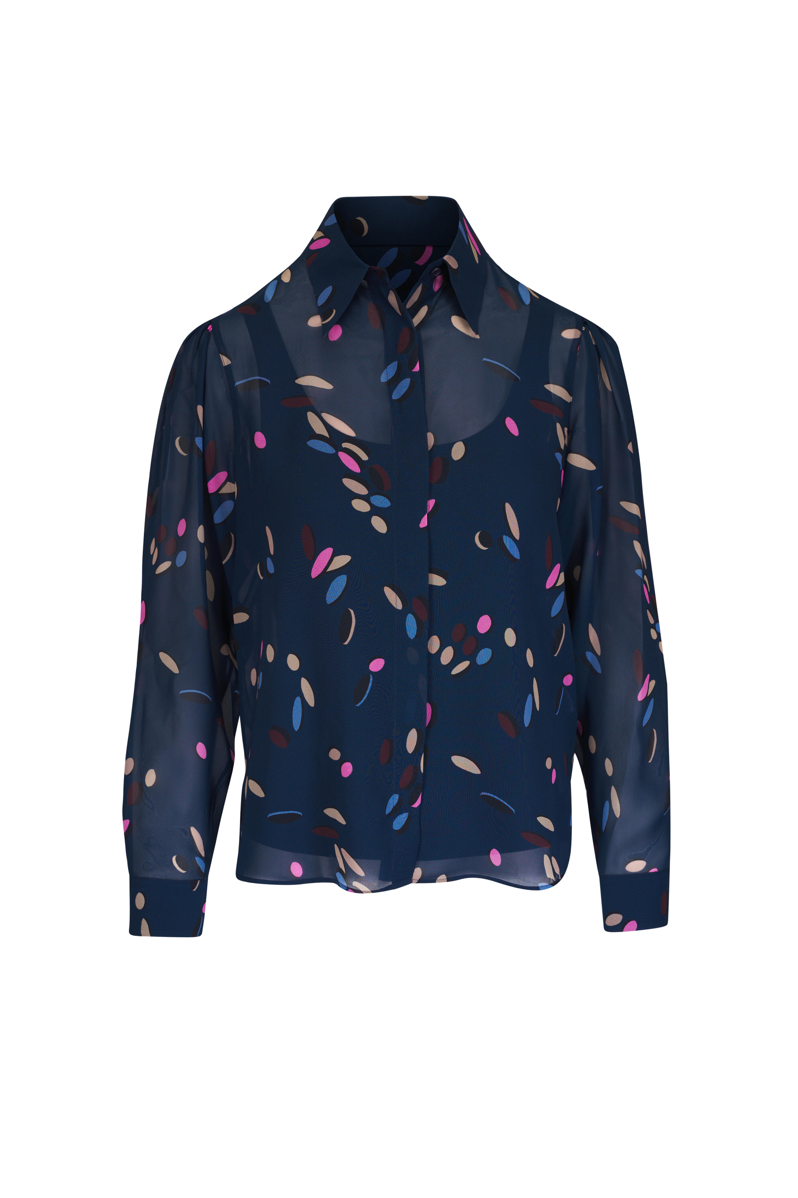 Akris Punto - Ink Multicolor Print Georgette Blouse