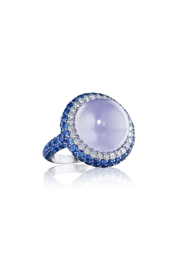 Nam Cho 18K Blue Sapphire, Diamond & Chalcedony Ring