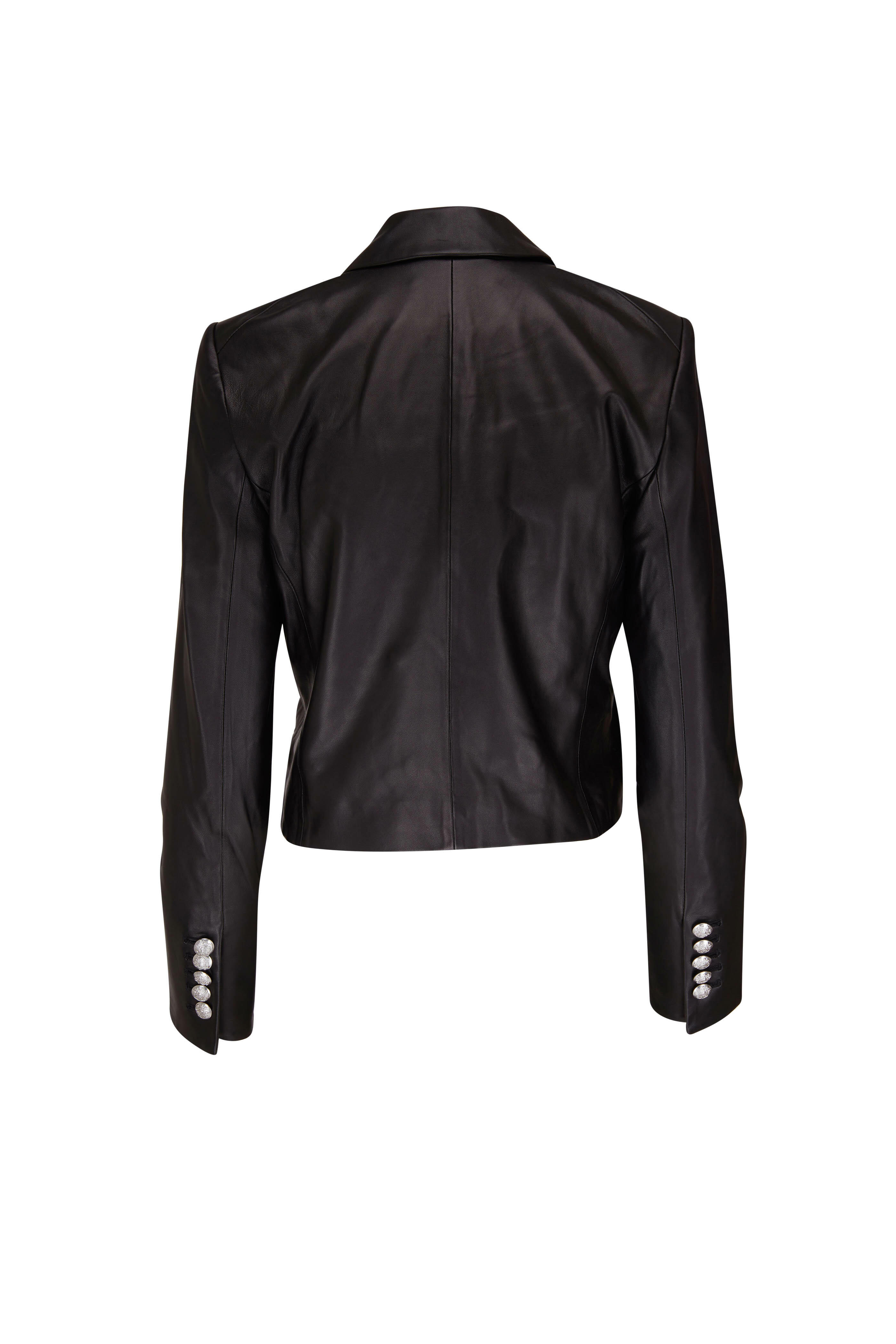 Veronica Beard - Nevis Black Cropped Leather Jacket