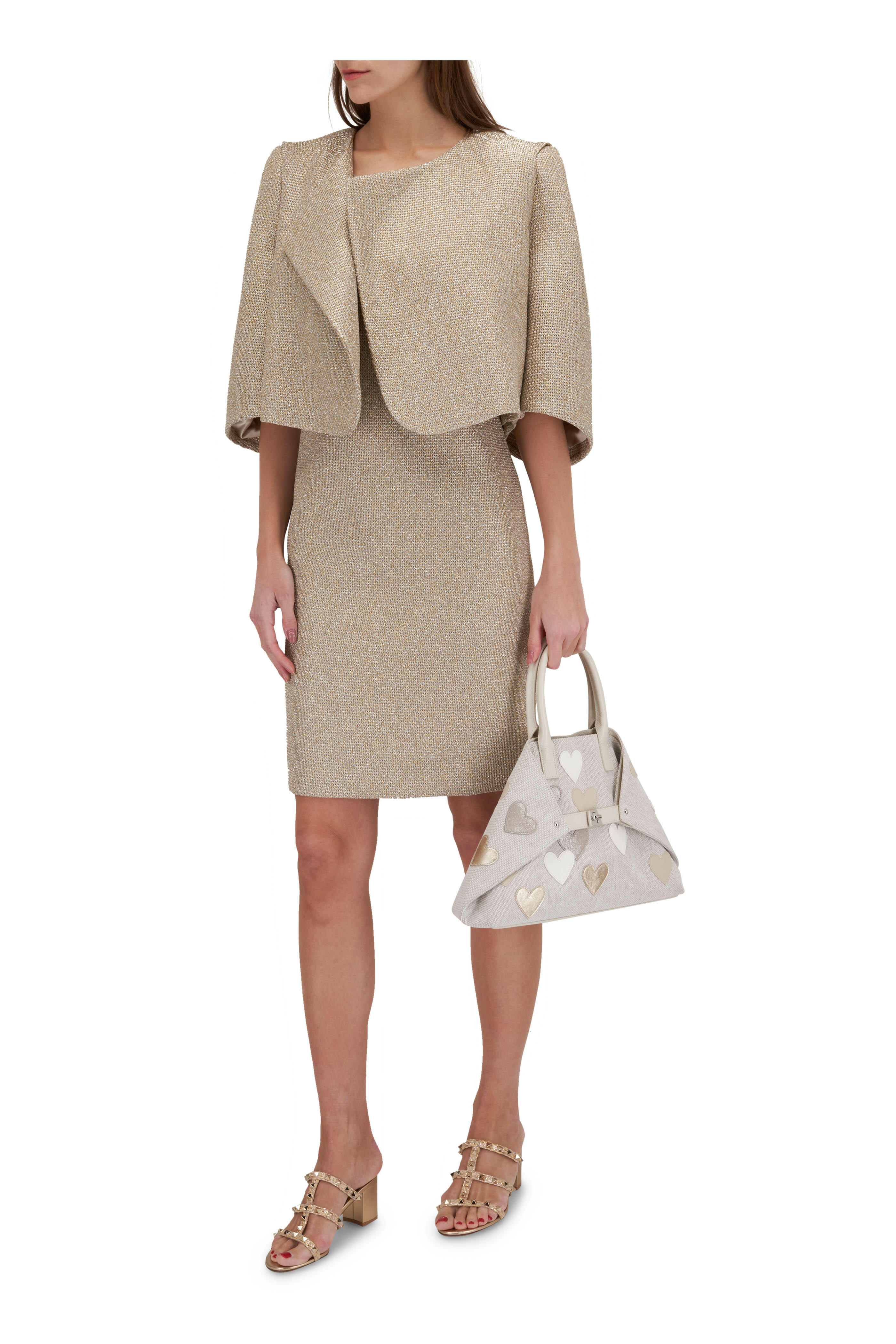 slim fit dress slacks Suki Metallic Knit Maxi Dress / Gold | Meshki main image 1