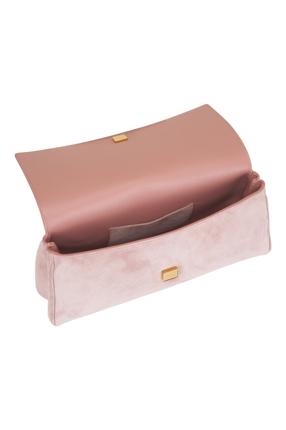 Khaite Audrey Dusty Pink Suede Clutch - view 5