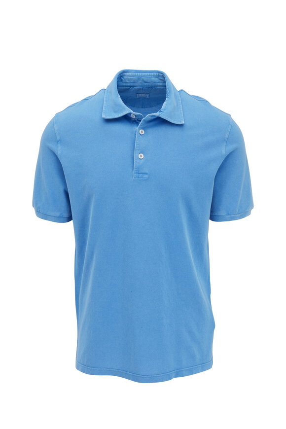 Fedeli Frosted Light Blue Piqué Short Sleeve Polo