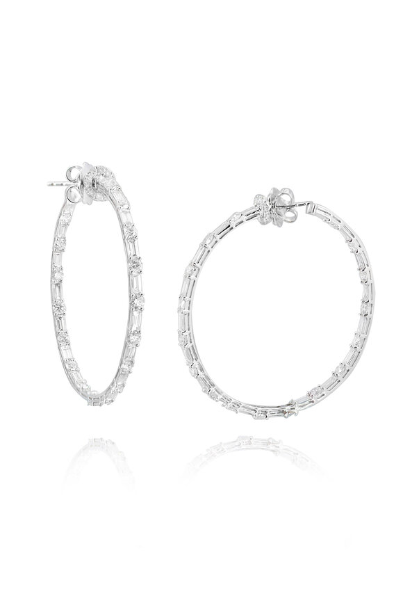 Nam Cho 18k Diamond Baguette & Round Hoop Earring - view 1