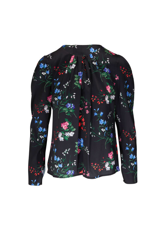 Carolina Herrera - Multicolor Floral Printed Keyhole Blouse 