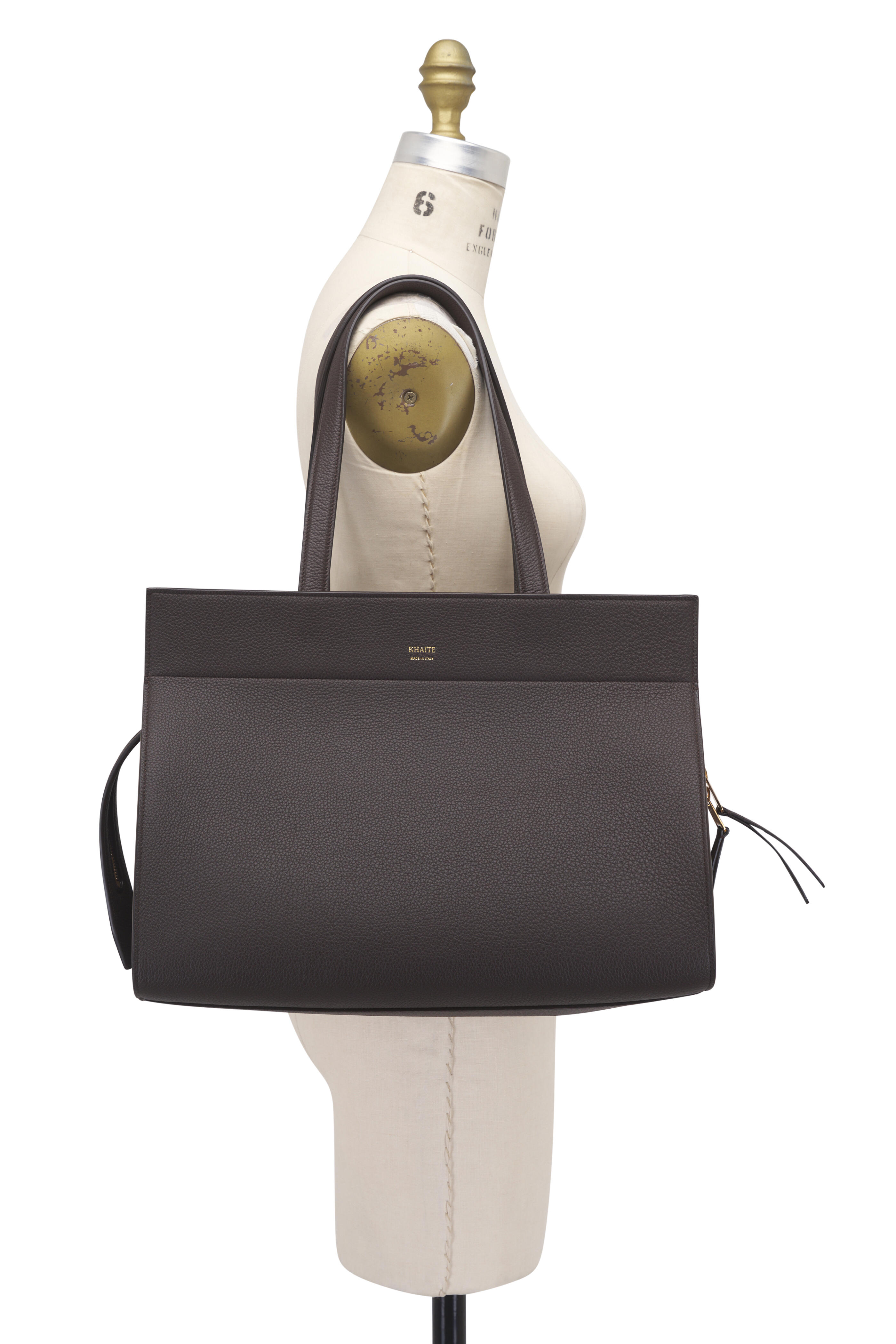 Khaite - Crosby Espresso Pebbled Leather Handbag