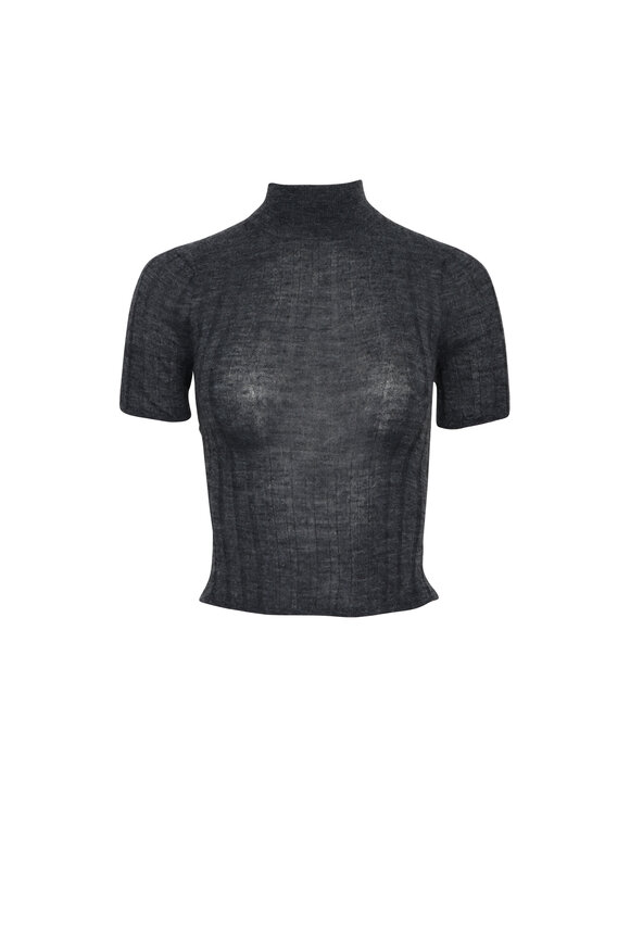 Lee Mathews Maya Charcoal Ribbed Tee
