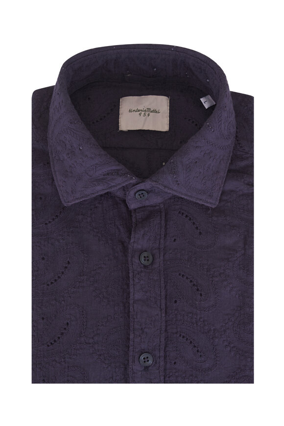 Tintoria Navy Brocade Paisley Sport Shirt