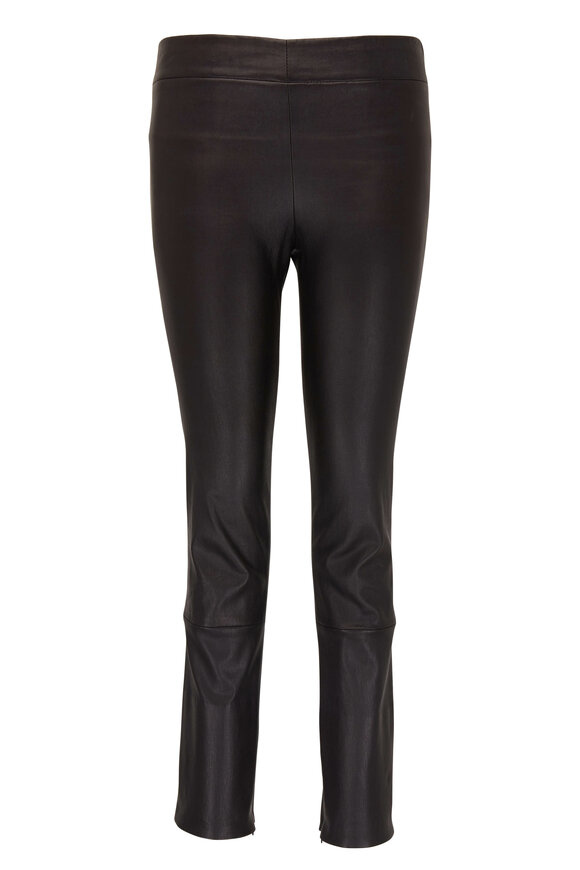 The Row - Mino Black Leather Cropped Skinny Pant