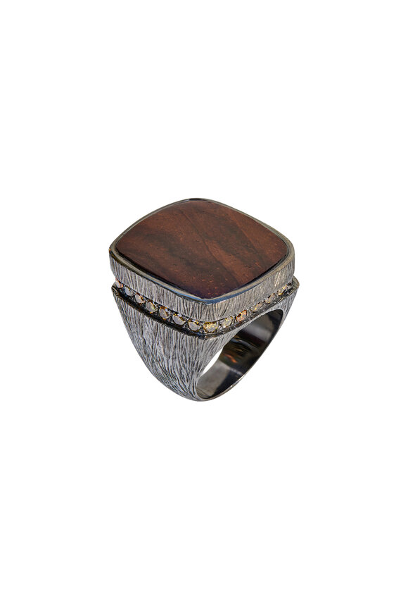 K. Brunini Jewels Brown Diamond & Coco Wood Signet Ring