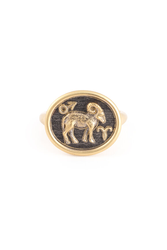 Sylva & Cie 18k Yellow Gold Aries Zodiac Ring - view 1