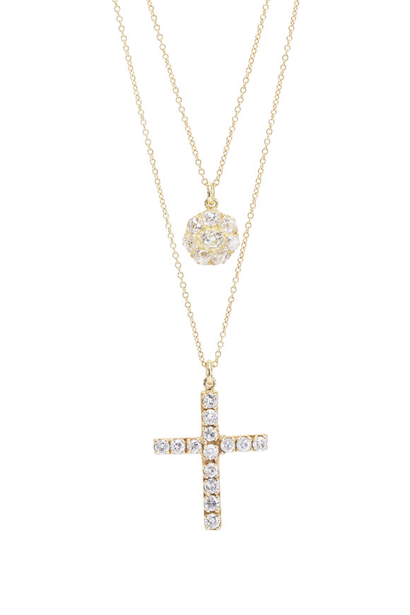 Renee Lewis Diamond Circle & Cross Two Chain Necklace - view 2