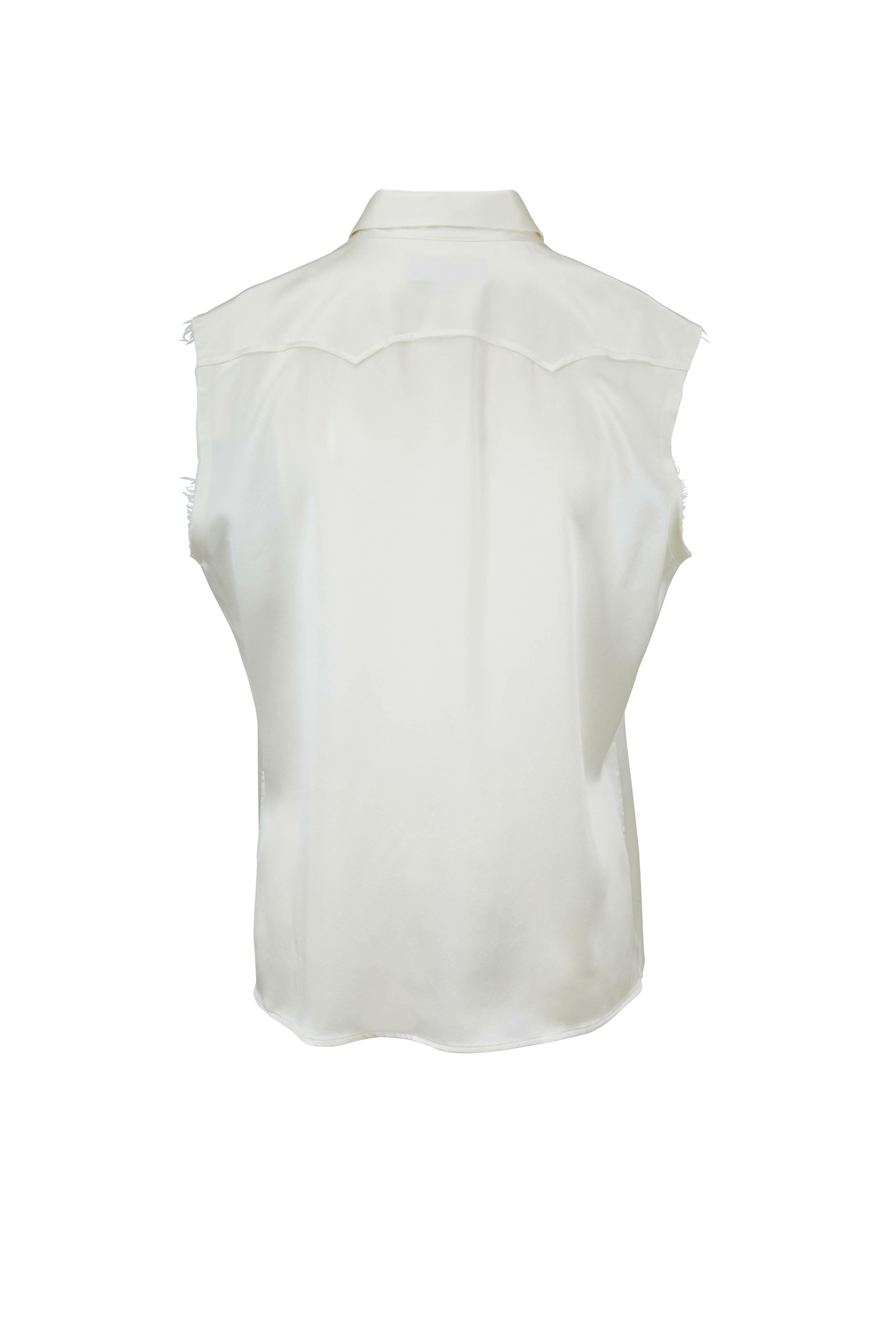 Nili Lotan - Brayden Ivory Silk Button Down Blouse - view 2