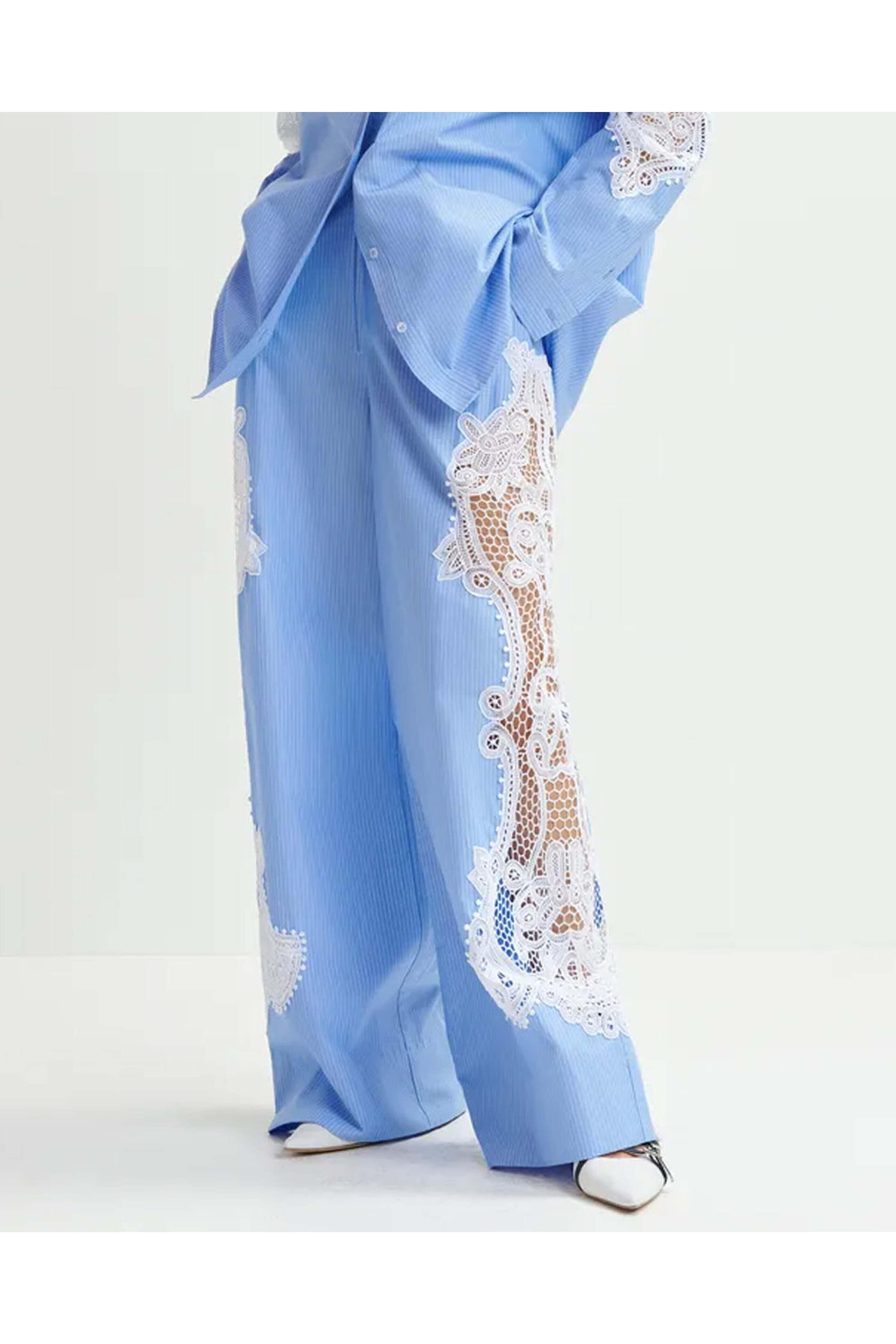 Essentiel Antwerp - Aqua Blue Hace Lace Pant
