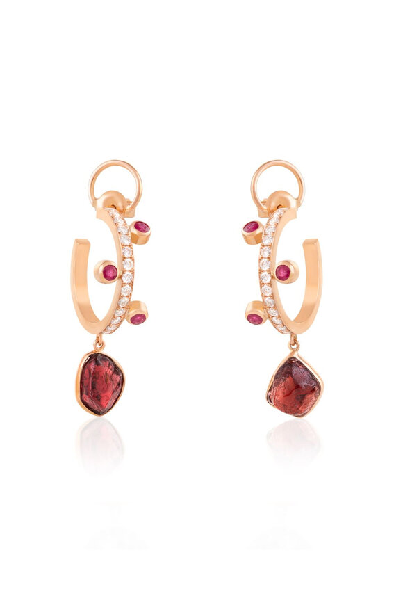 Clara Chehab Small Irene Red Hoop Earrings