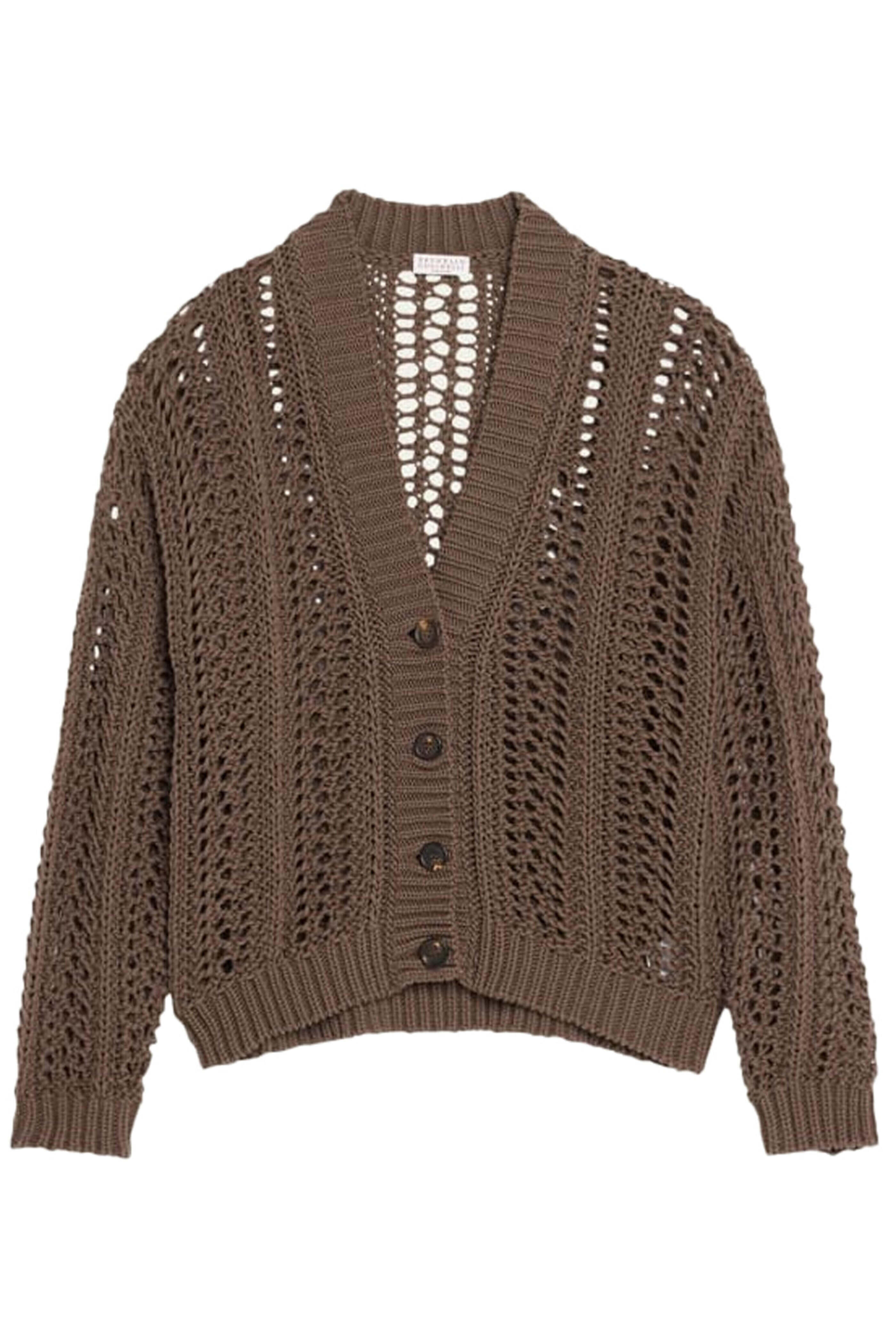 Brunello Cucinelli - Chocolate Knit V Neck Cardigan