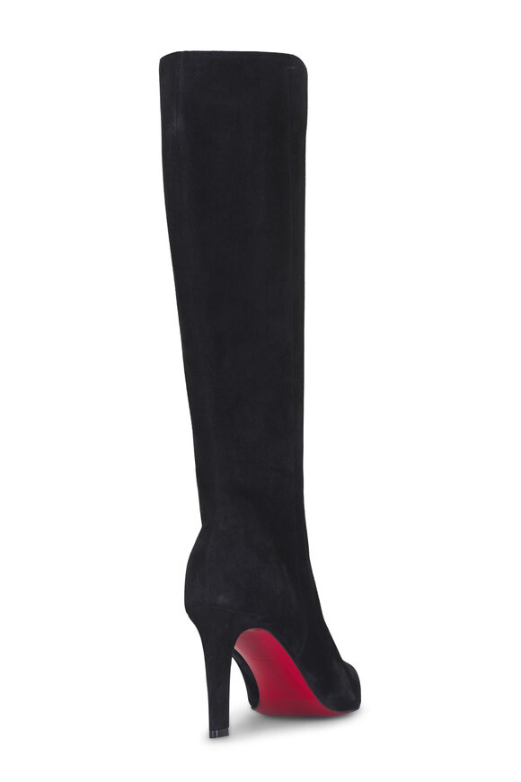 Christian Louboutin Fannylove Tight Black Suede Tall Boot, 85mm - view 3