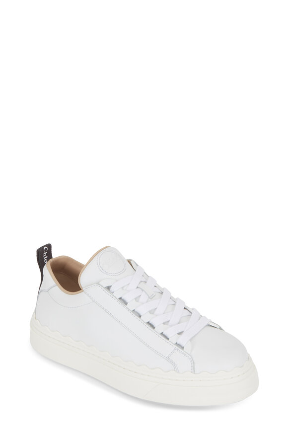 Chloé White Leather Scalloped Sneaker