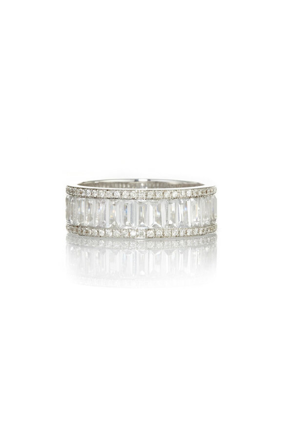 Nam Cho Baguette Eternity White Diamond Pave Band 