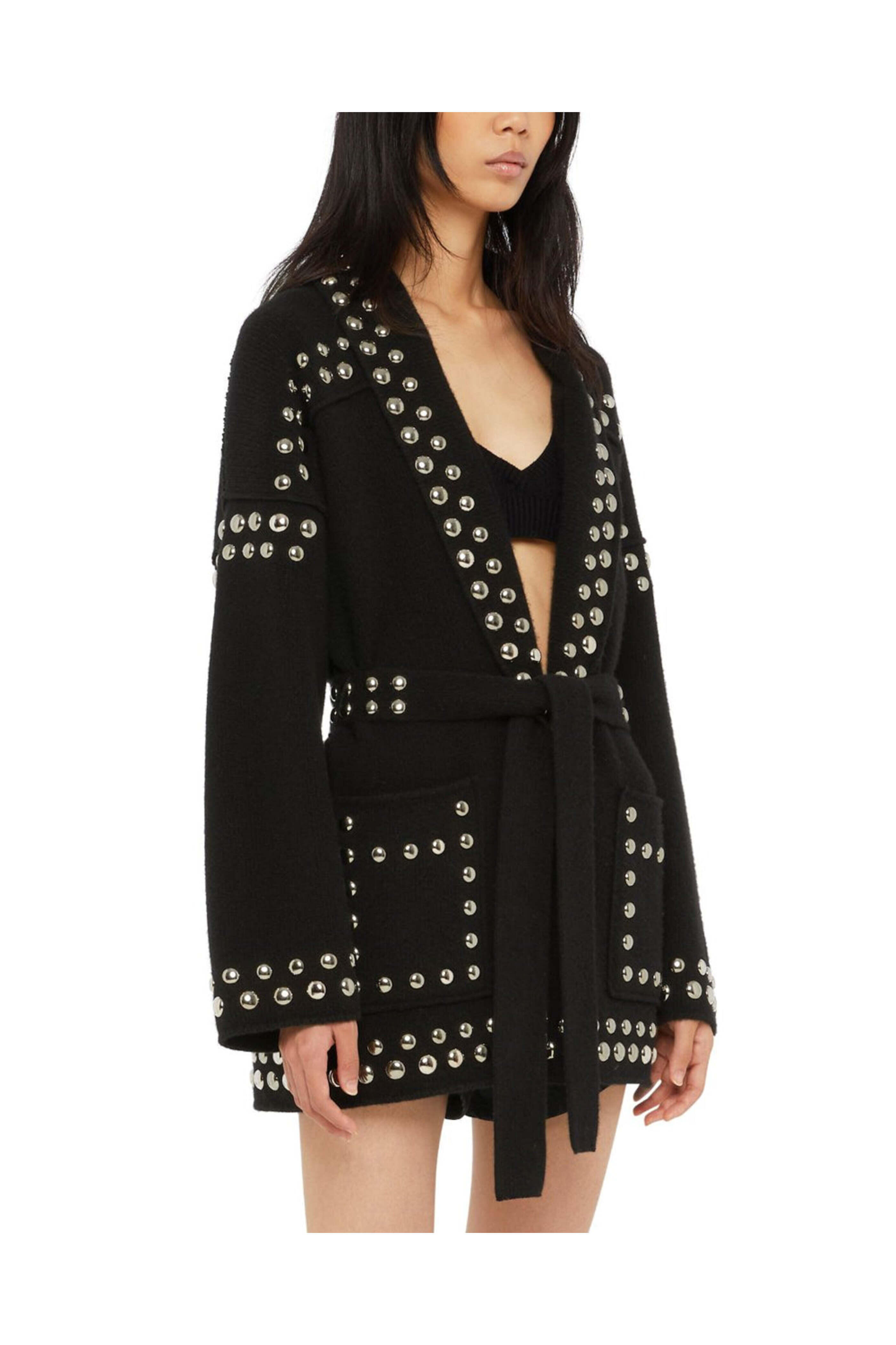 Alanui - Black Love and Studs Cardigan | Mitchell Stores