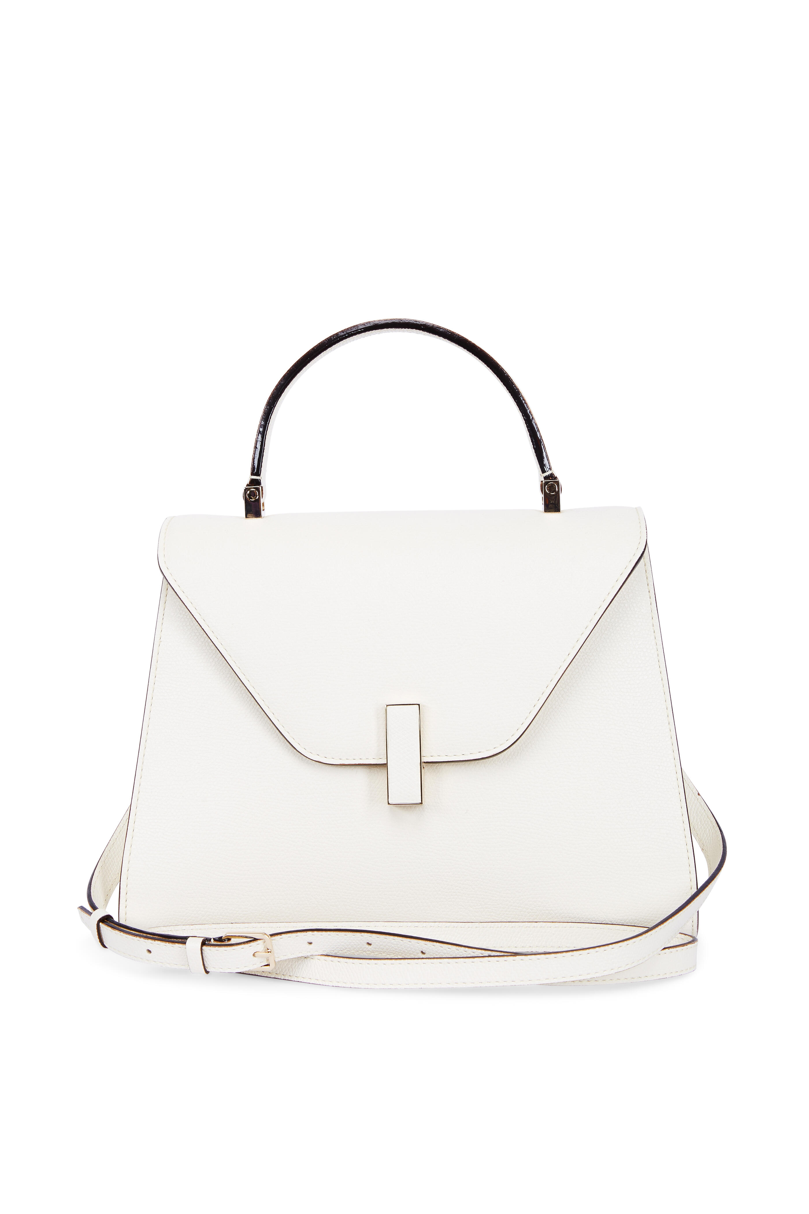 Valextra Iside Medium Leather Top-Handle Bag White