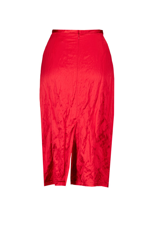 Lee Mathews Agatha Red Crinkled Midi Skirt - view 2