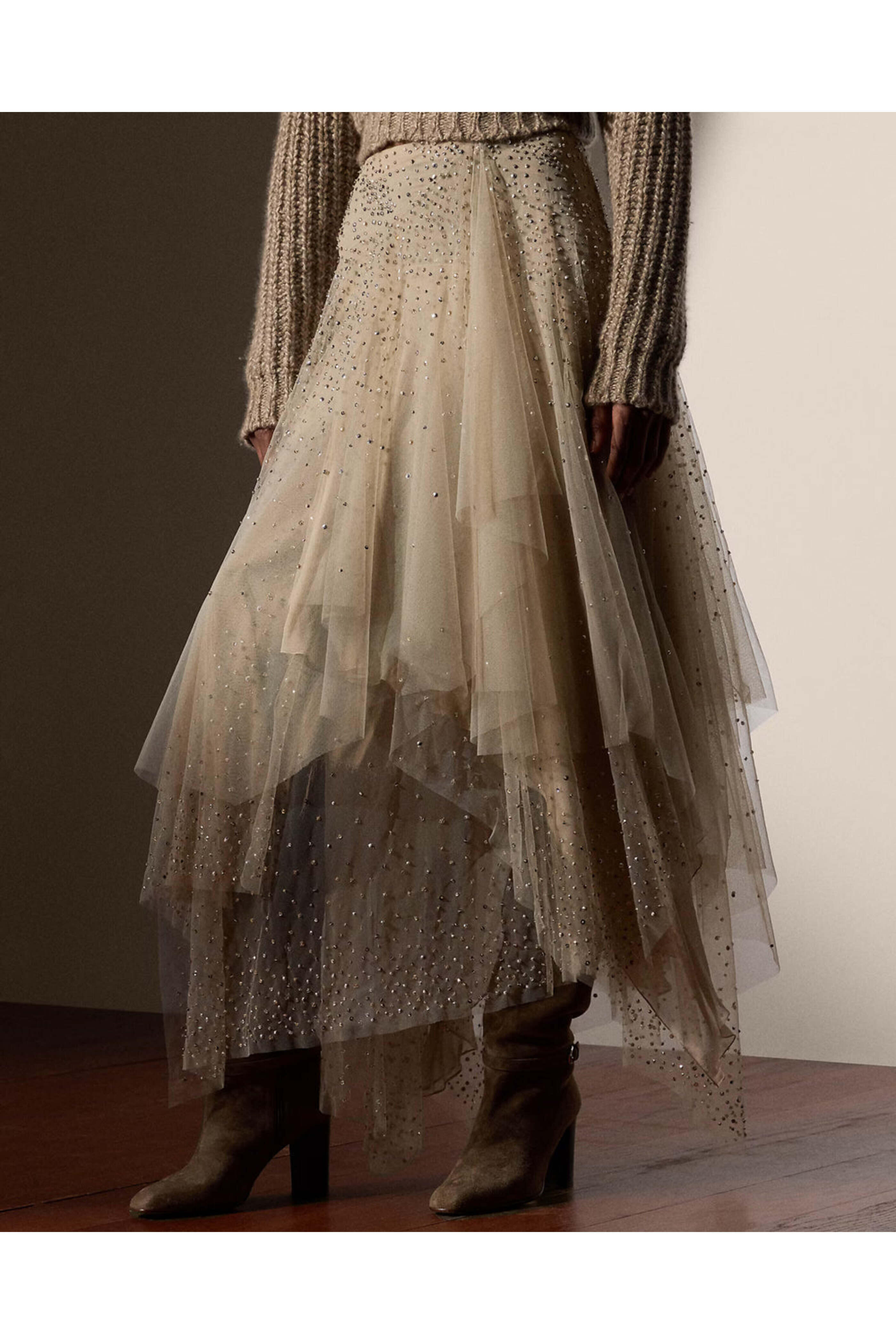 Ralph Lauren - Mineral Embellished Georgette Daniela Maxi Skirt