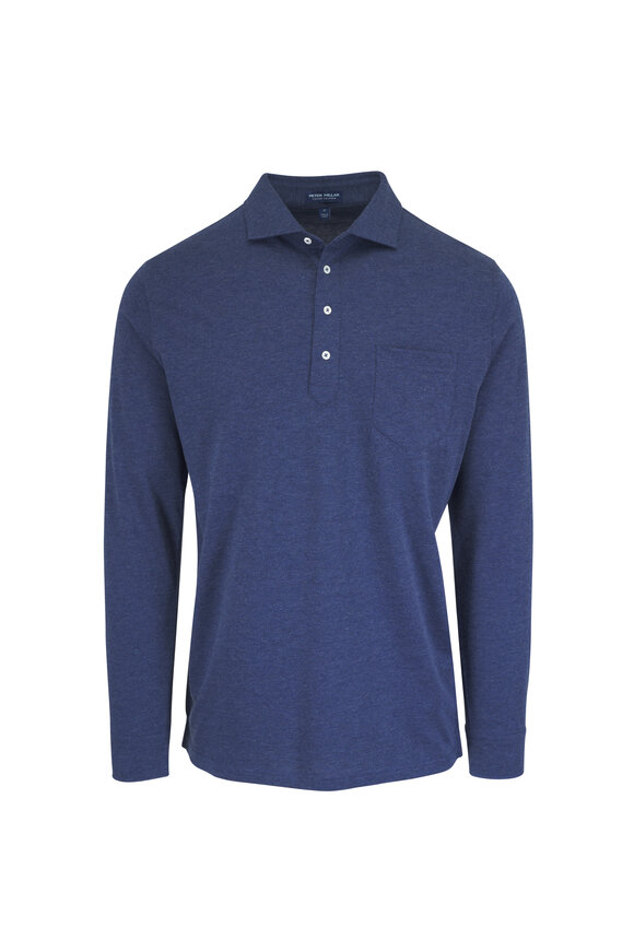 Peter Millar Navy Blue Long Sleeve Polo - view 1