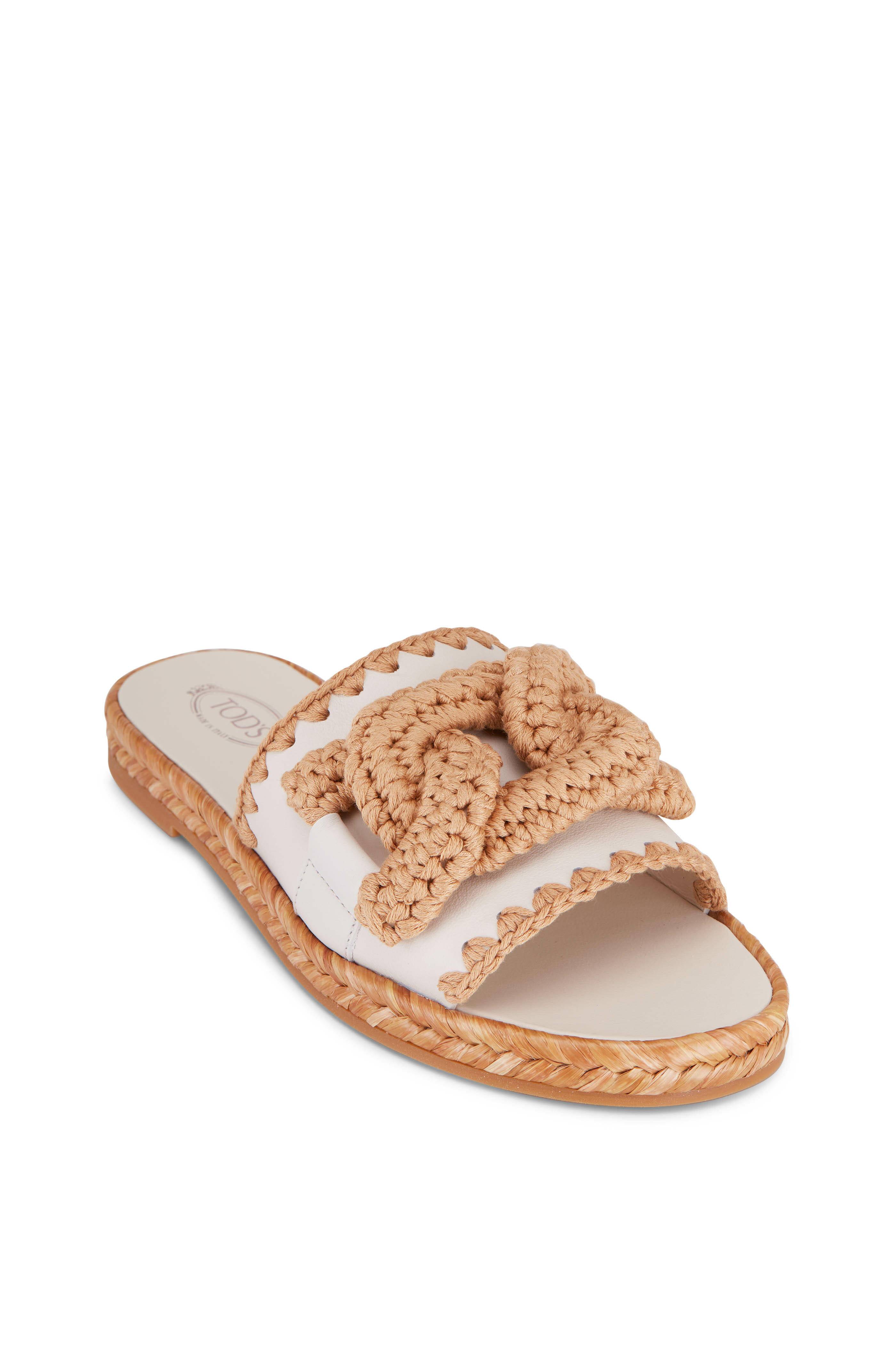 セール★Tod's SAND RAFIA Tod's - Kenia 12K Tan Raffia Slide | Mitchell Stores