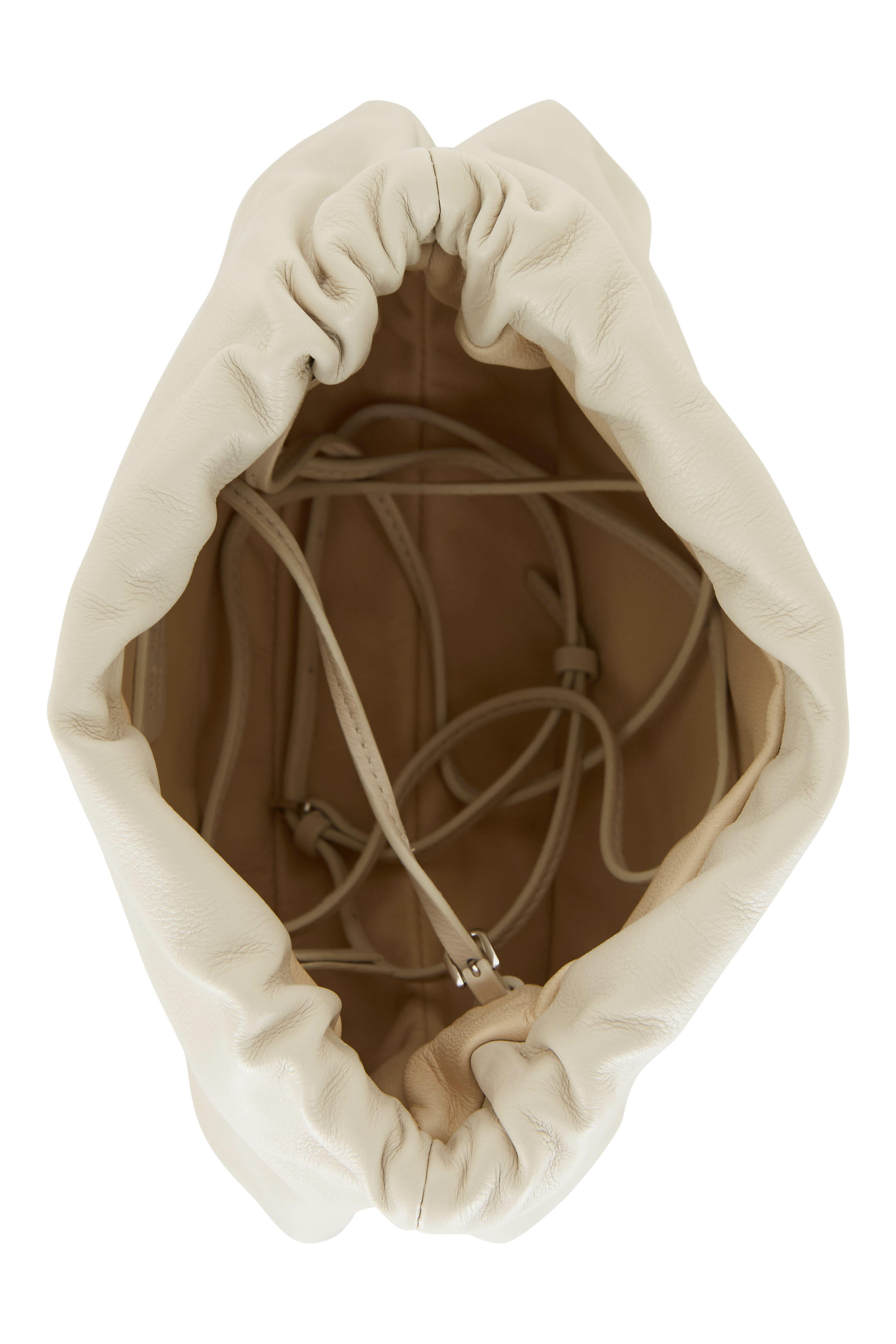 The Row - Bourse Ivory Leather Clutch