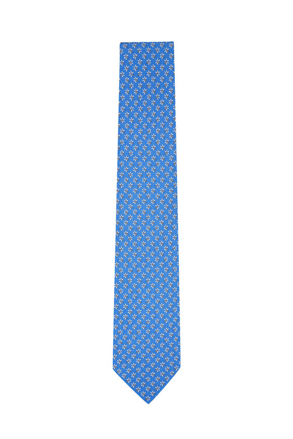 Ferragamo - Blue Bee Print Silk Necktie 