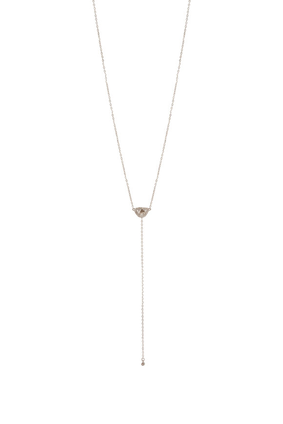 Kai Linz White Gold Slice Diamond Lariat Necklace