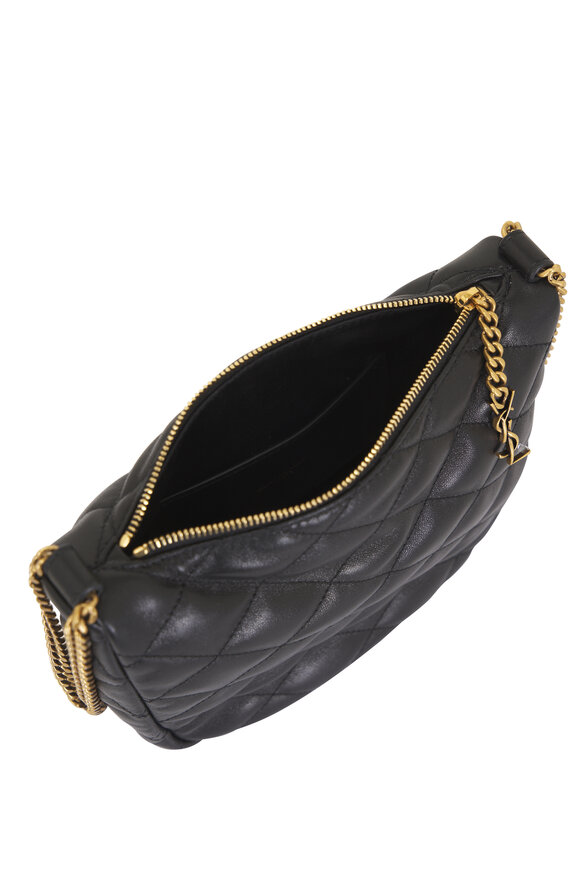 Saint Laurent Mini Cassandre Black Quilted Leather Hobo Bag - view 5