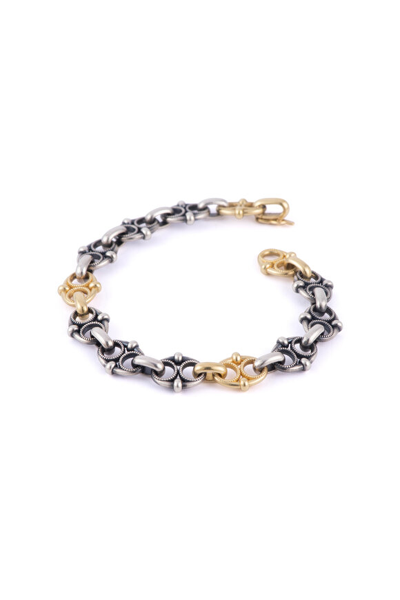 Sylva & Cie 18k Yellow Gold Platinite Marine Link Bracelet - view 1