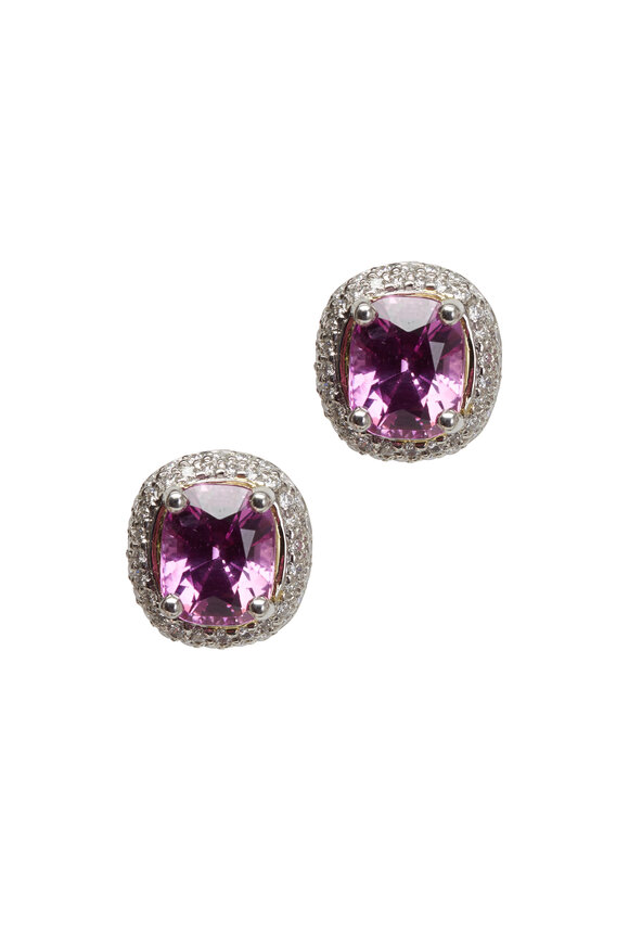 Oscar Heyman - Platinum Pink Sapphire & Diamond Earrings