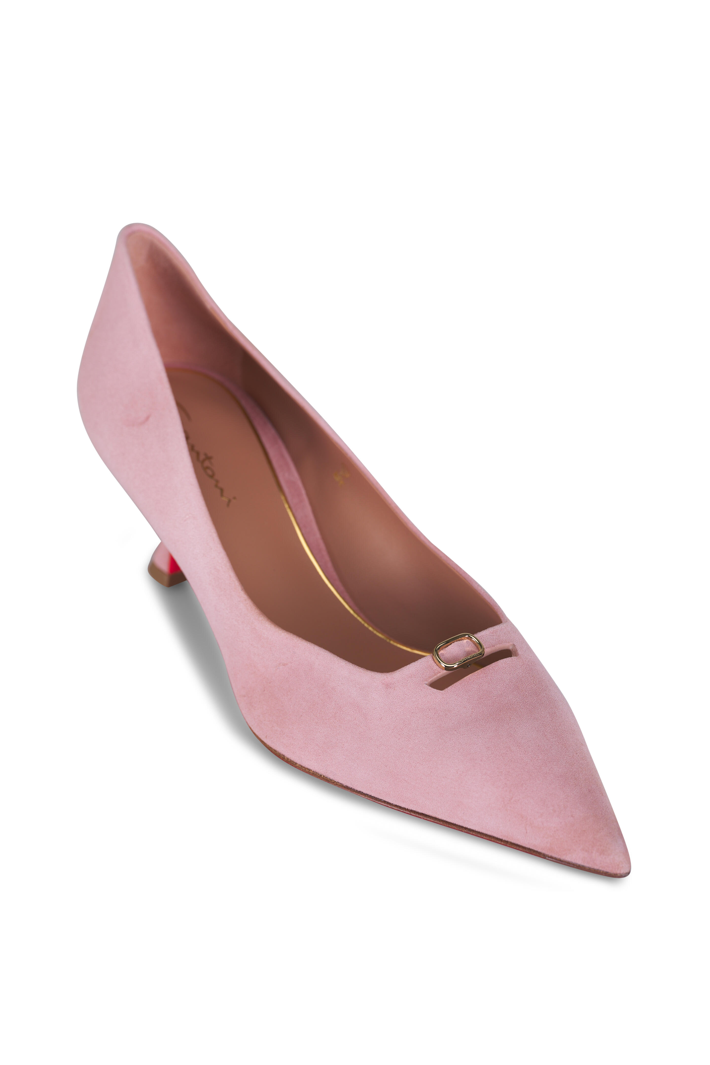 Santoni - Sabine Light Pink Suede Pump, 55mm - view 1