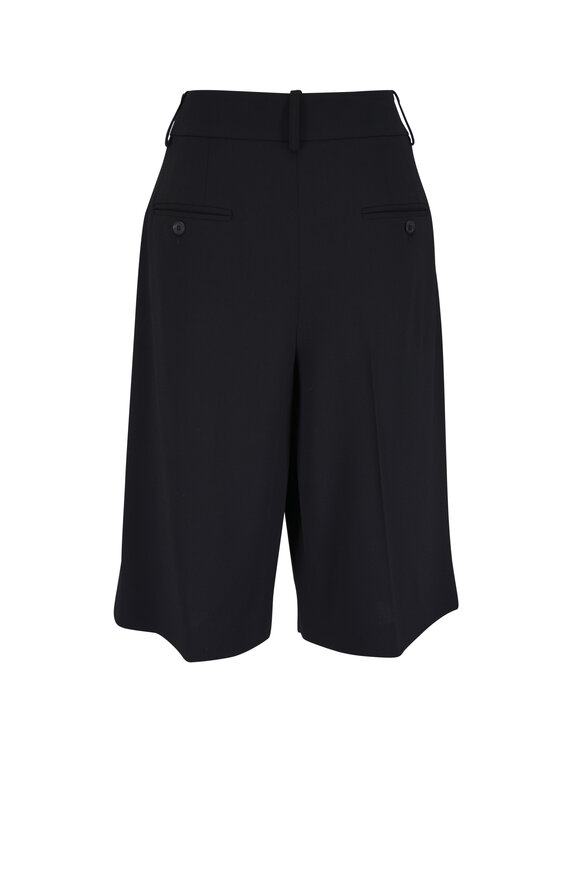 Michael Kors Collection Black Stretch Wool Pleated Shorts - view 4