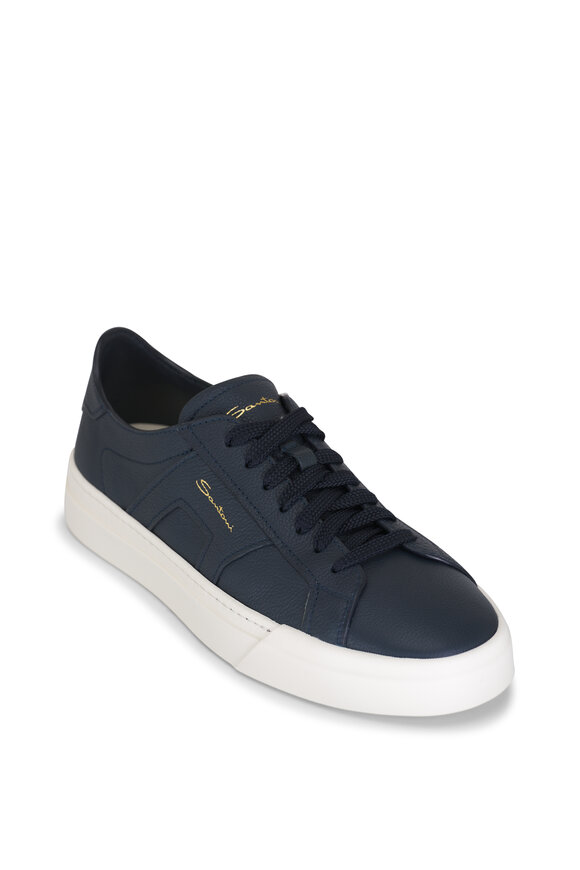 Santoni - DBS1 Navy Leather Low Top Sneaker 