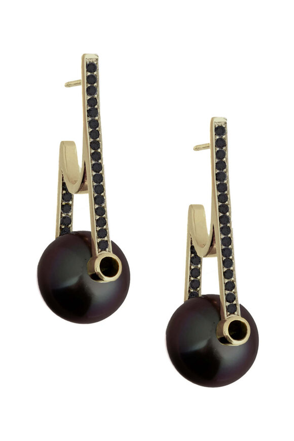 Ara Vartanian Black Pearl Diamond Earrings