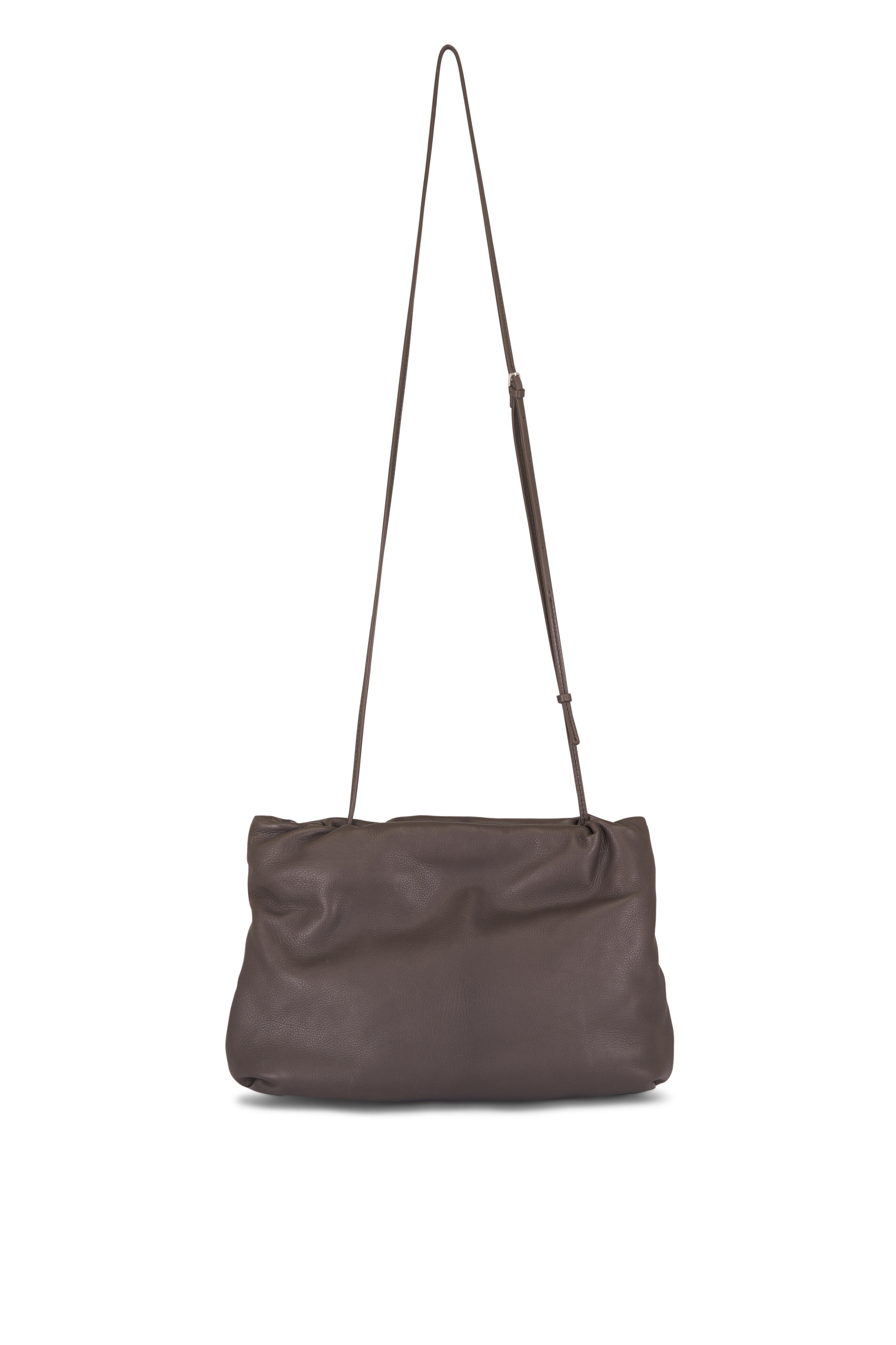 The Row - Large Bourse Taupe Leather Clutch - view 2