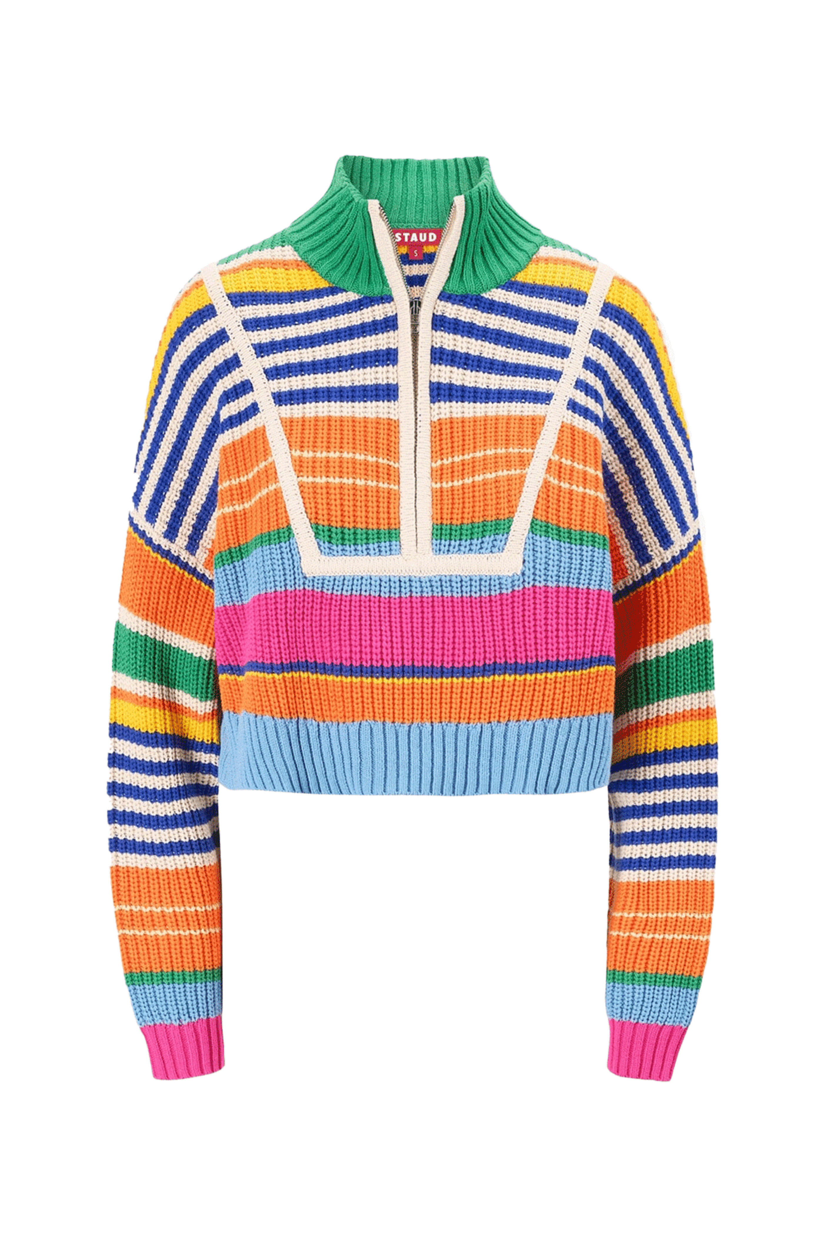 Staud - Multibayadere Stripe Cropped Hampton Sweater