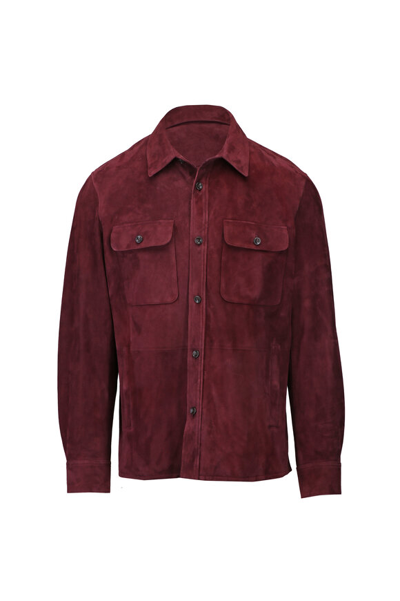 Ralph Lauren Purple Label Calloway Suede Bordeaux Shirt Jacket - view 1