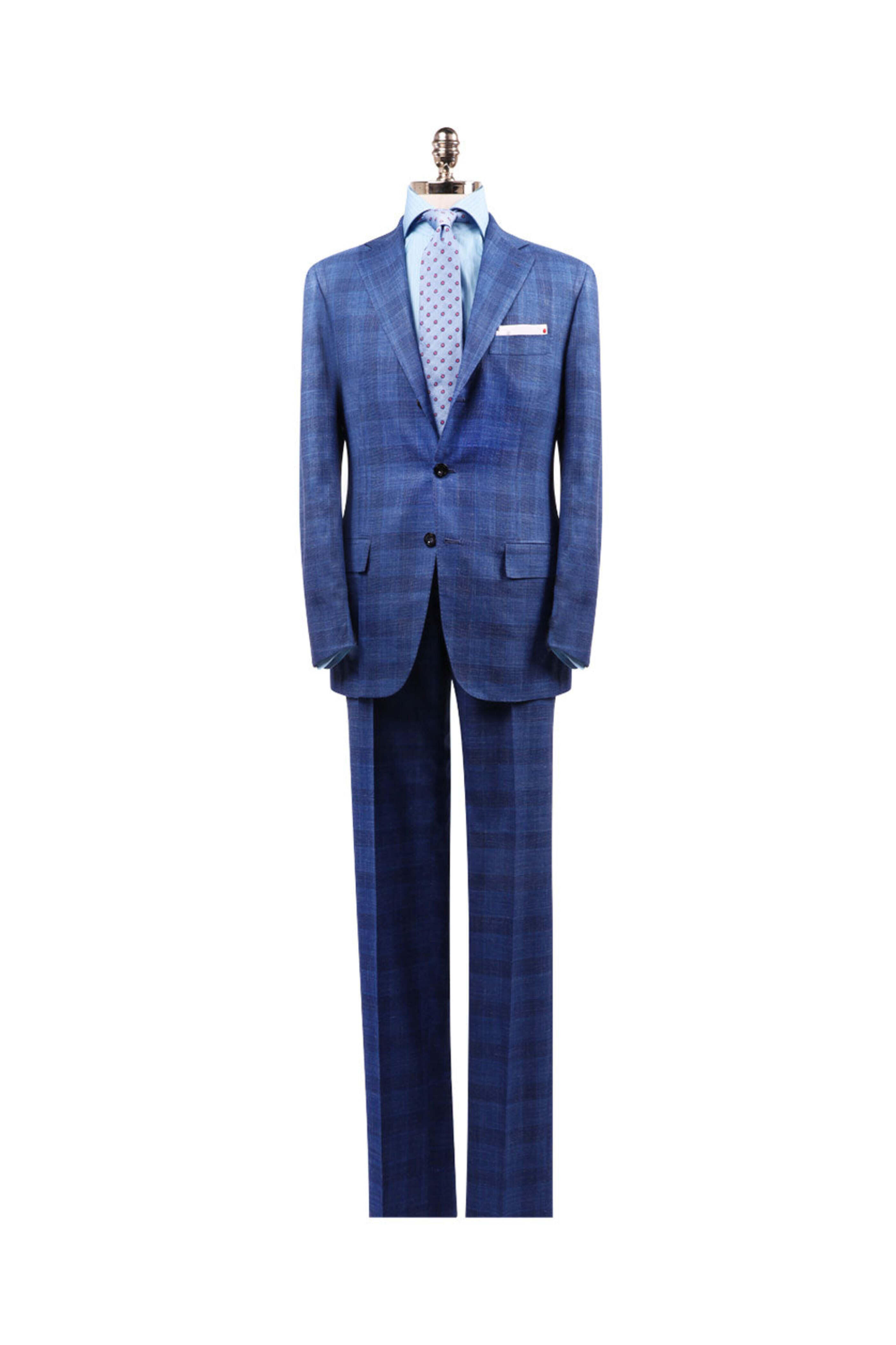 Kiton - High Blue Tonal Plaid Suit