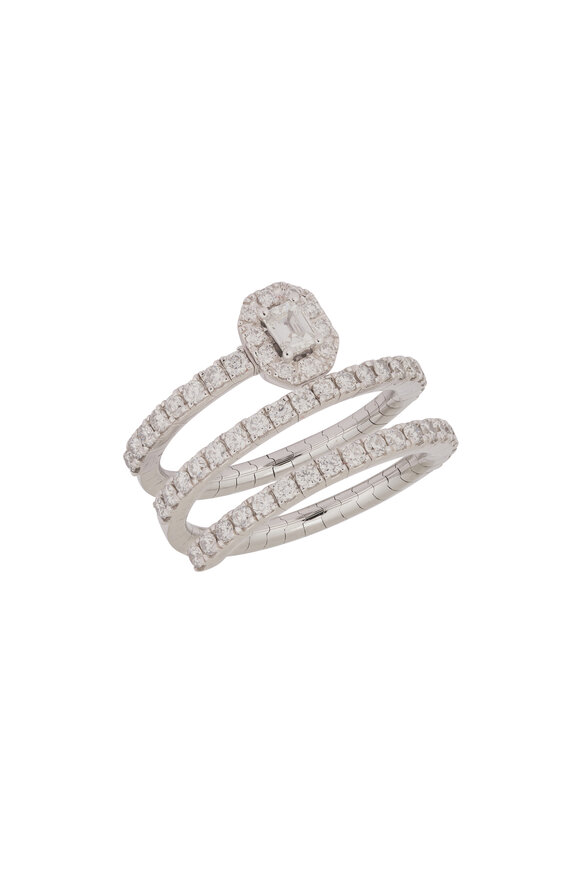 ZYDO 18k White Gold Diamond Spiral Ring - view 1