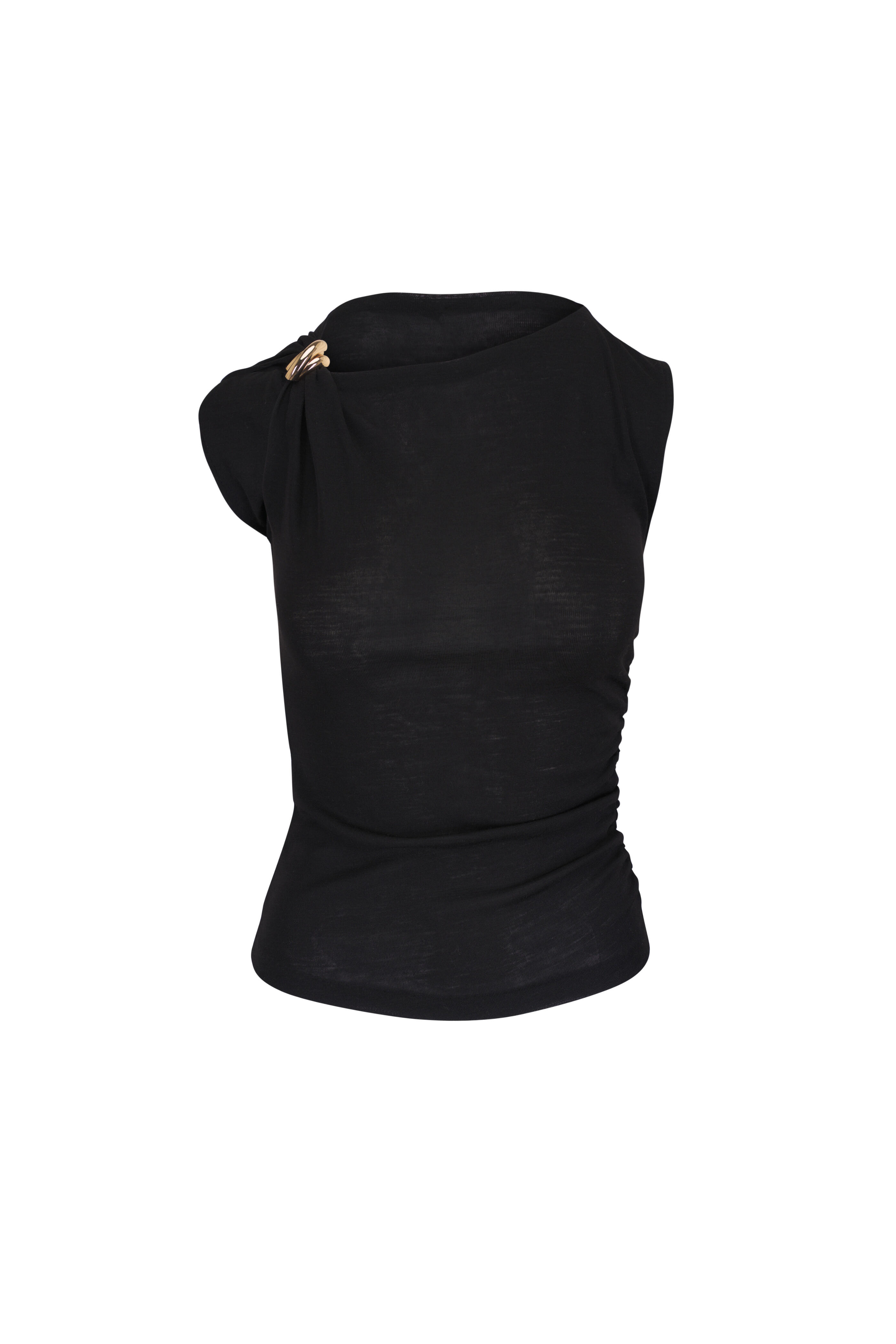 Vince - Black Cinched Shoulder Top