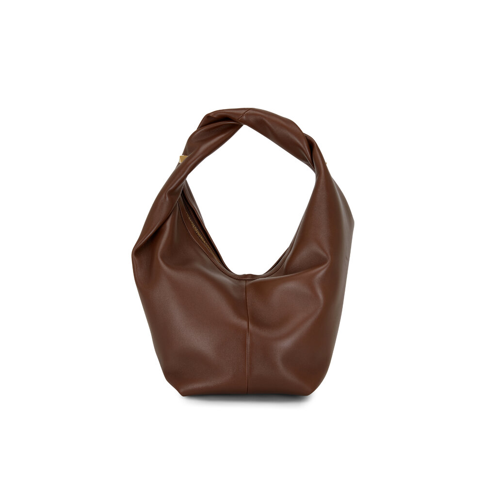 トートバッグ VALENTINO Brown leather large Go-Hobo shoulder bag Valentino Garavani - Teak Brown Leather Hobo Bag