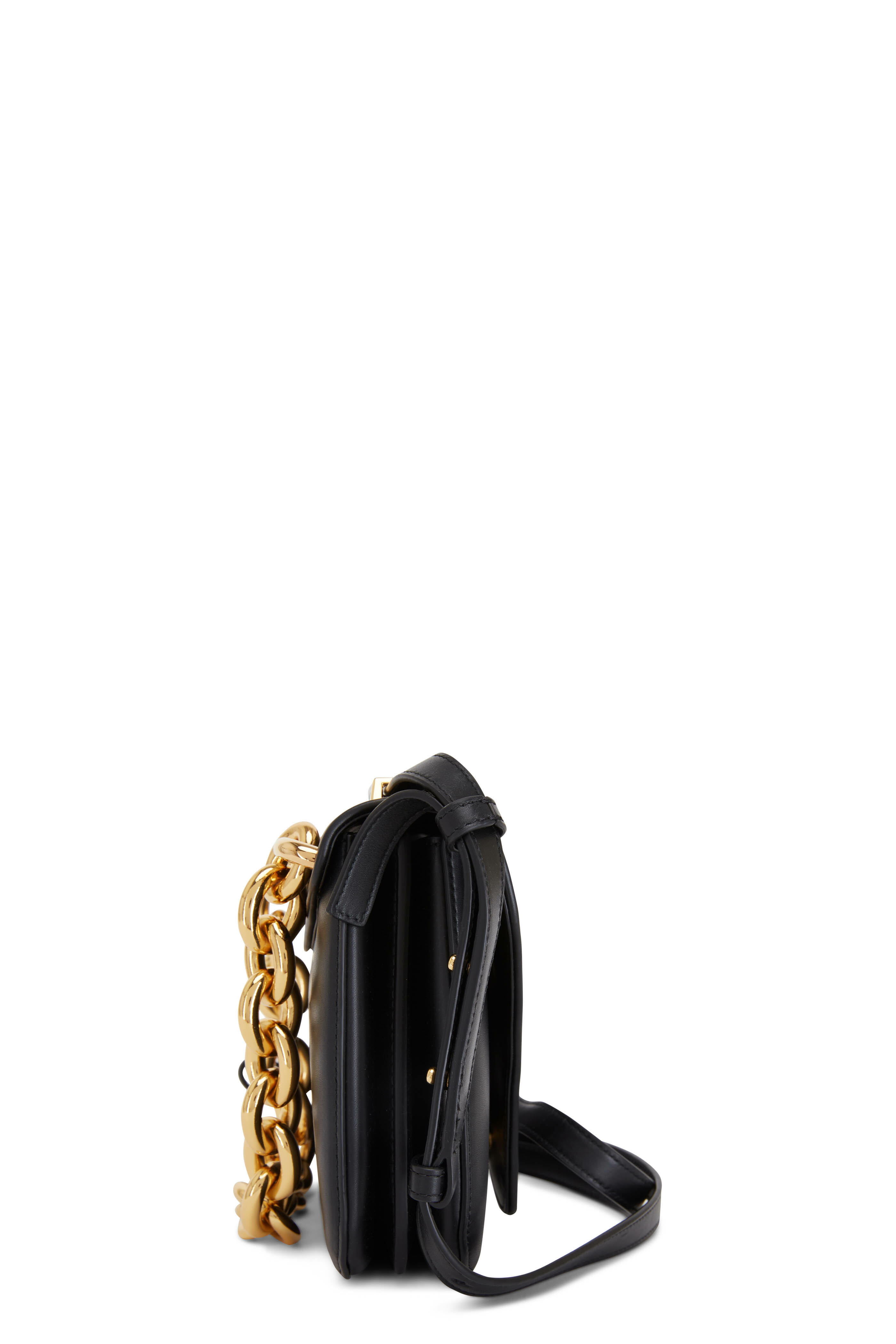 Bottega Veneta - Mount Black Leather Chain Small Crossbody Bag